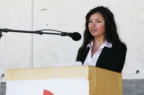 Kristina Raad (S), ordförande i Ale SSU, var glad över att de ungas också få höras på första maj.