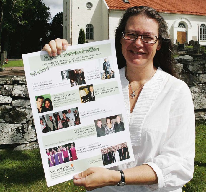 Sabina Nilsson i Starrkärr-Kilanda församling inbjuder till ”Musik i sommarkvällen” i Starrkärrs kyrka. Premiär blir det onsdagen den 29 juni.