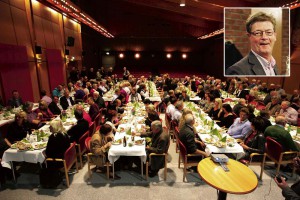 170 företagare, politiker och kommunala tjänstemän lät sig inspireras av Gekås vd Boris Lennerhovs föreläsning i Alafors medborgarhus.