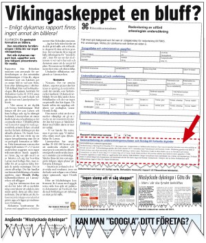 Faksimil Alekuriren vecka 45, 2011. Rapporten som gjorde ”vikingaskeppet” till blålera.