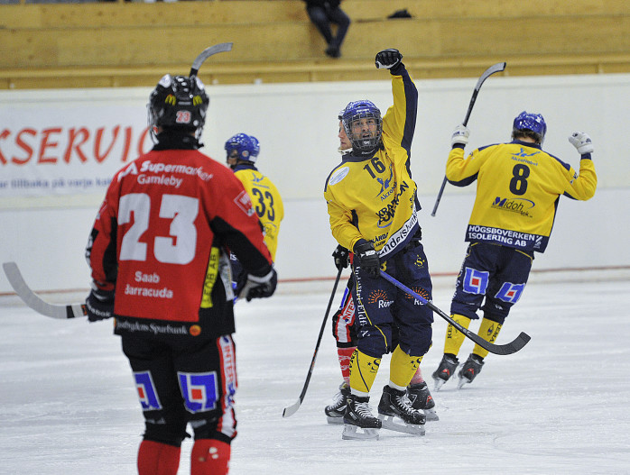 Magnus Karlsson jublar efter sitt mål som betydde 6-2.