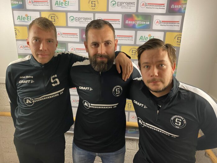 Johan Elving och Rade Radovic blir nya huvudtränare för Skepplanda BTK. De kommer att assisteras av Jonatan Franzén. Bild: SBTK. 