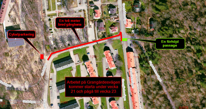 En gångbana ska byggas på Grangärdesvägen i Surte.