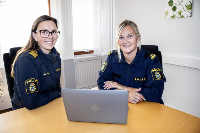 Maaret Dahlqvist, tillförordnad polischef, och Jessica Ask, kommunpolis, gläds över den utveckling som skett i centrala Nödinge där den öppna droghandeln och kriminaliteten minskat.